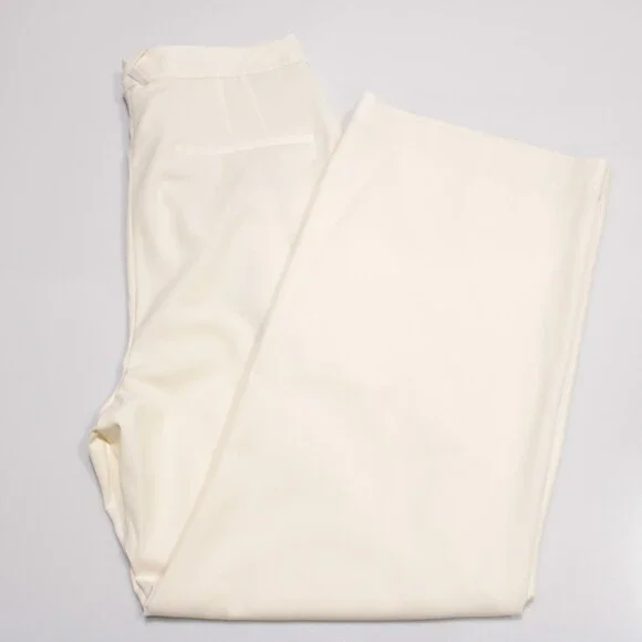 Rohe NWD Frame Wide Leg Tailored Trousers Size 42 (US 10) Cream Polyester/Wool